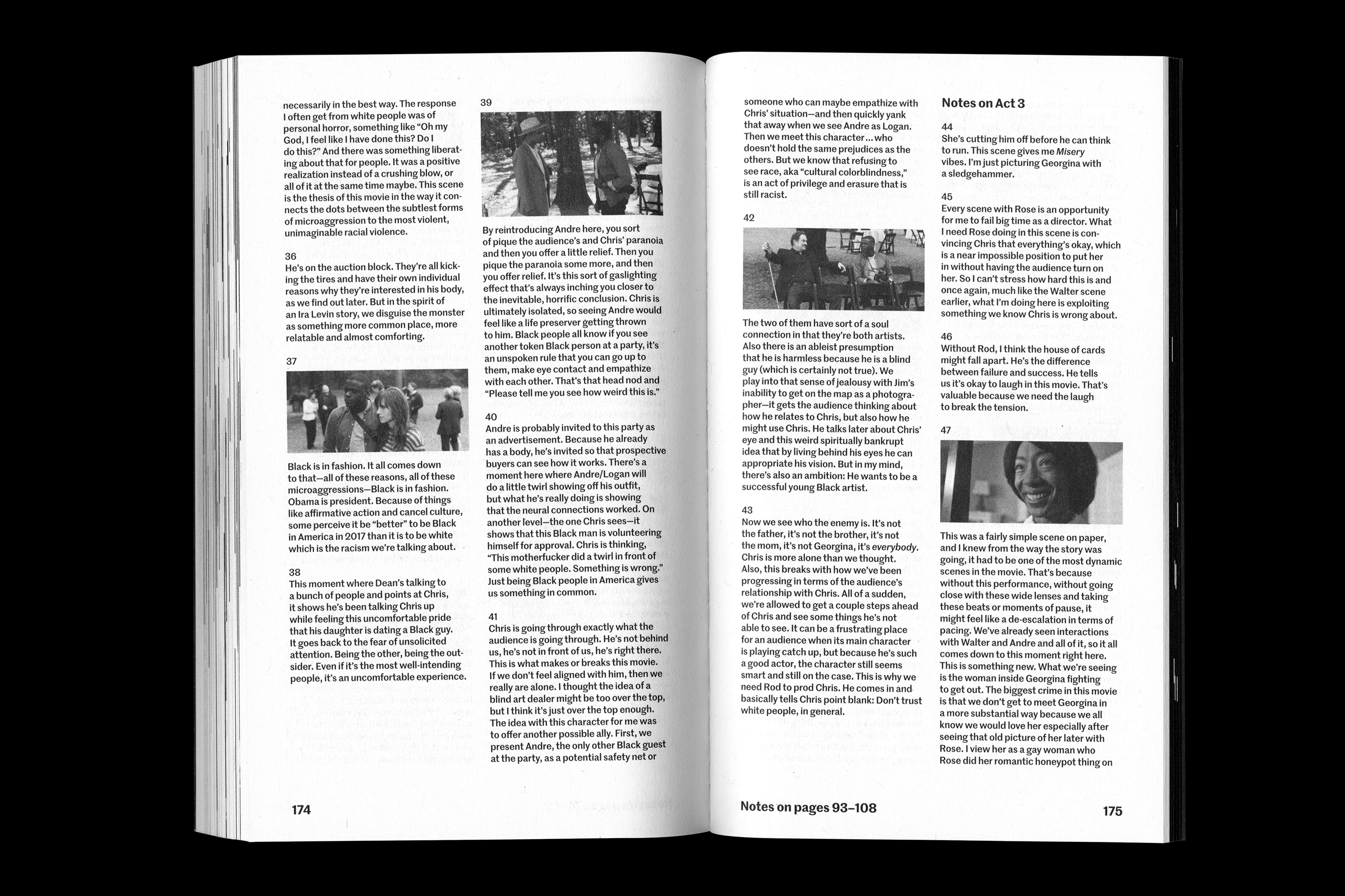 Interior spread of the book, Get Out by Jordan Peele
