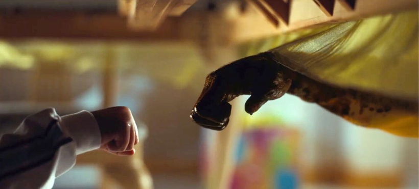 Little Jupe and Gordy fist bumping in movie NOPE